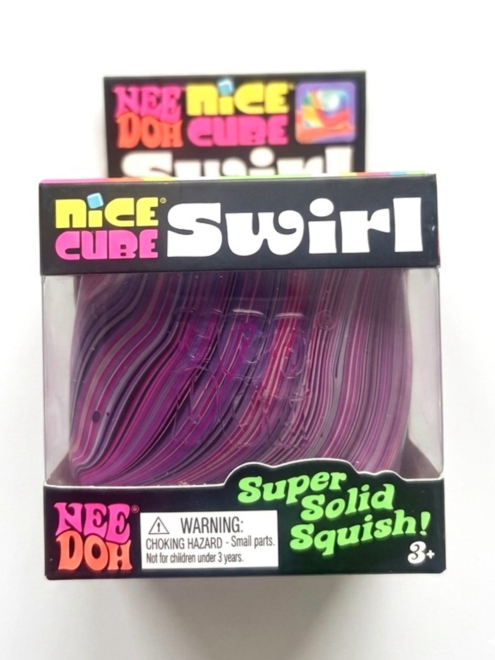 Nee Doh needoh Nice Cube Swirl Super Solid Squish Ice Cube - Purple Pink White
